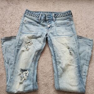 American Eagle Distressed Artist Flares